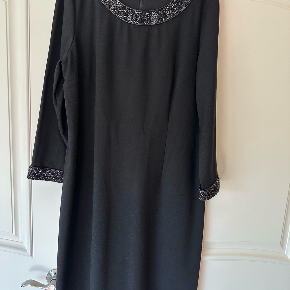 Talbots Black Dress with Embellished Trim